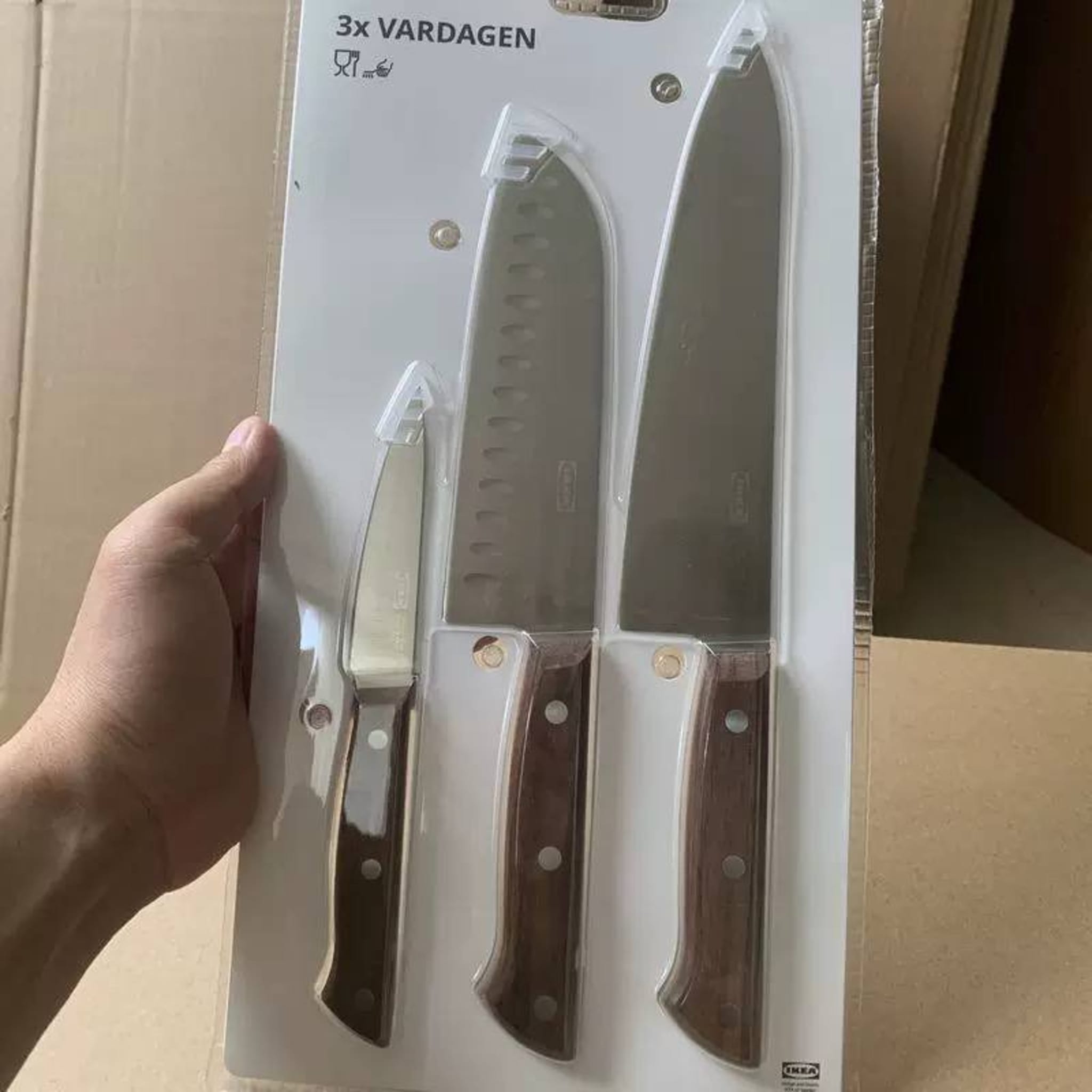 Набор кухонных ножей IKEA VARDAGEN, 3 предмета, нержавеющая сталь