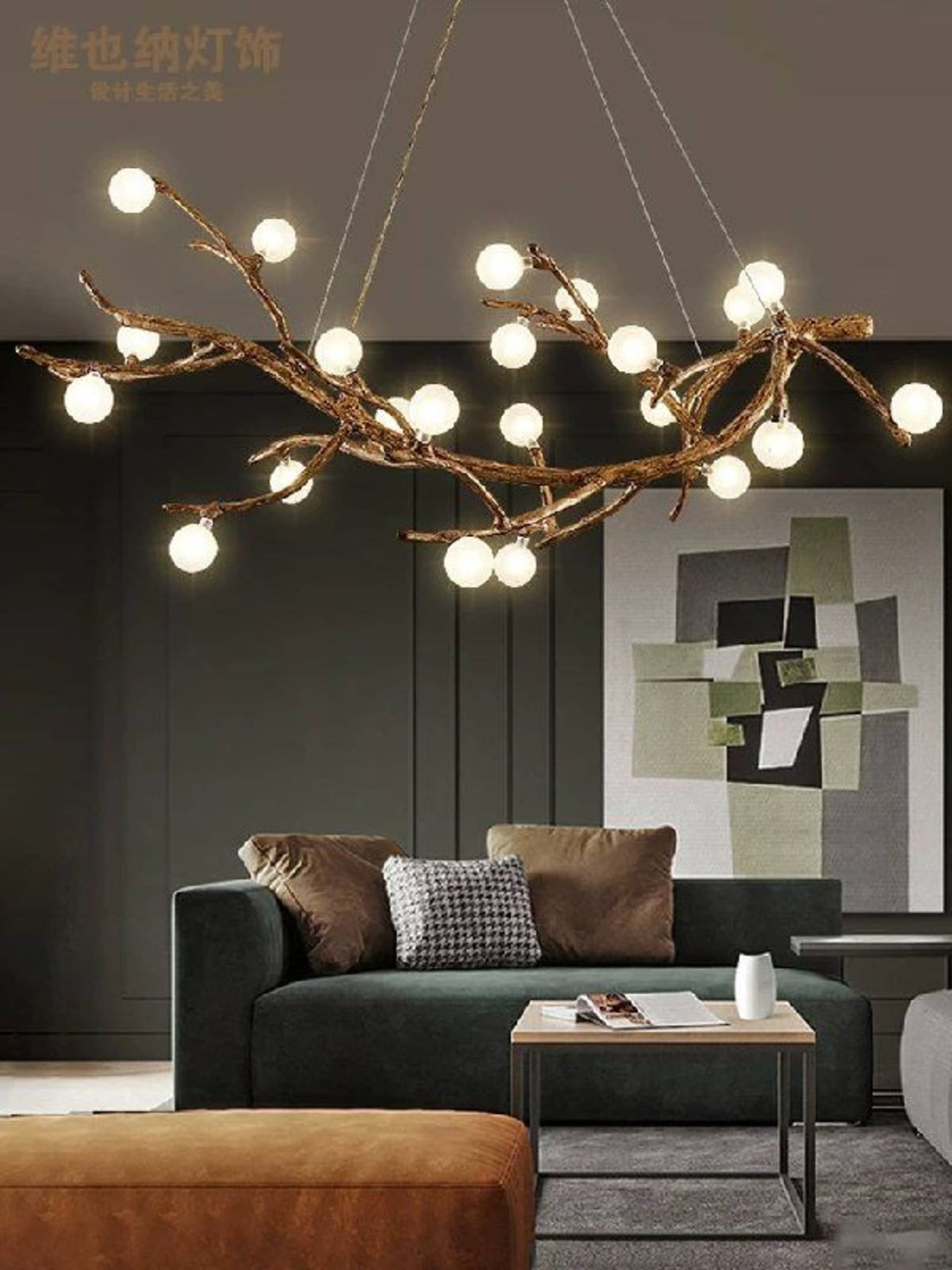 Подвесной светильник «Европейская ветка» с стеклянными плафонами, 8 ламп