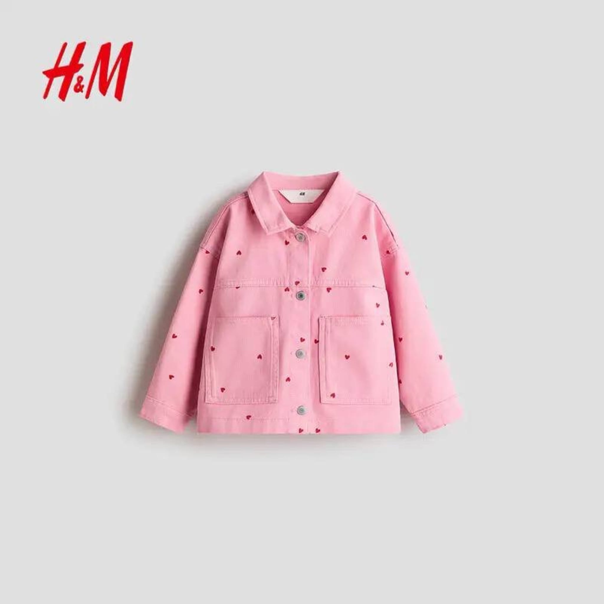 Детская розовая куртка H&M с сердечками