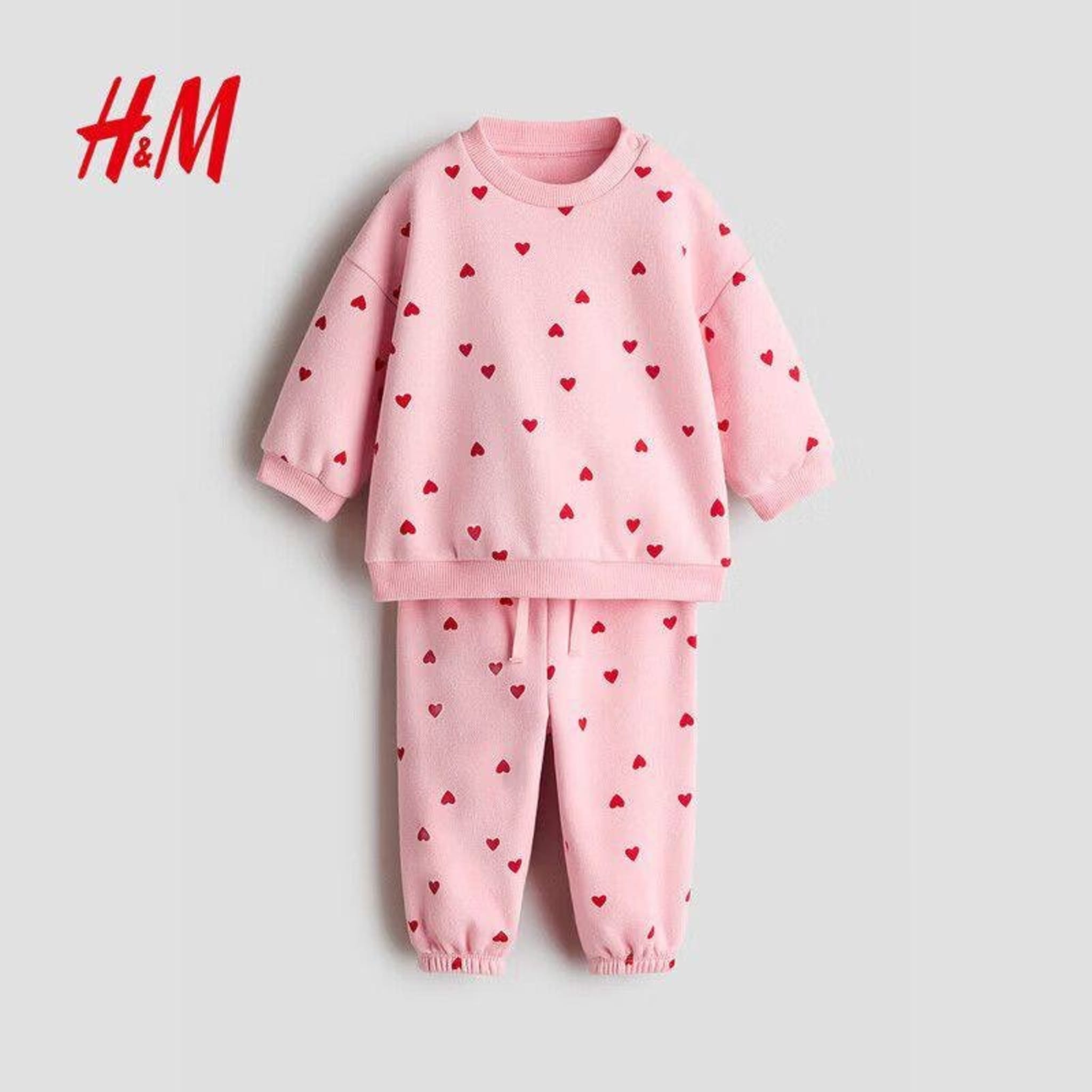 Детский спортивный костюм H&M розовый с сердечками