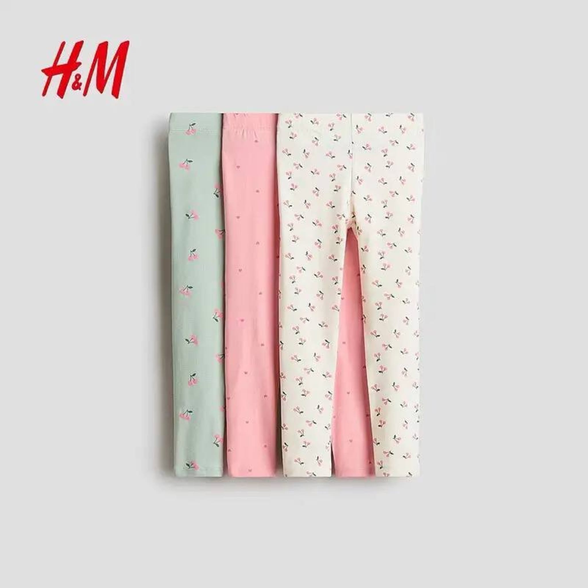 Детские леггинсы H&M 3 шт. с цветочным принтом