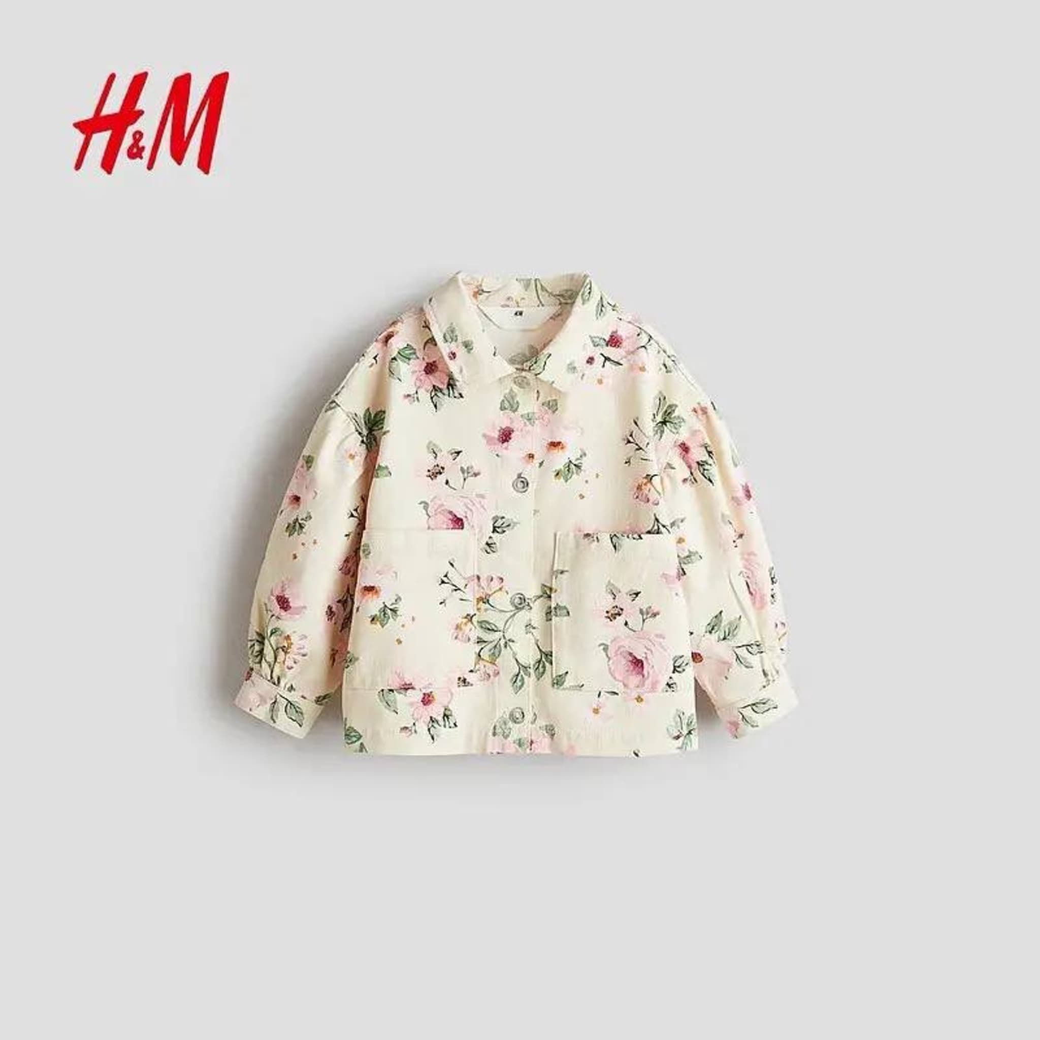 Детская куртка H&M с цветочным принтом, хлопковая