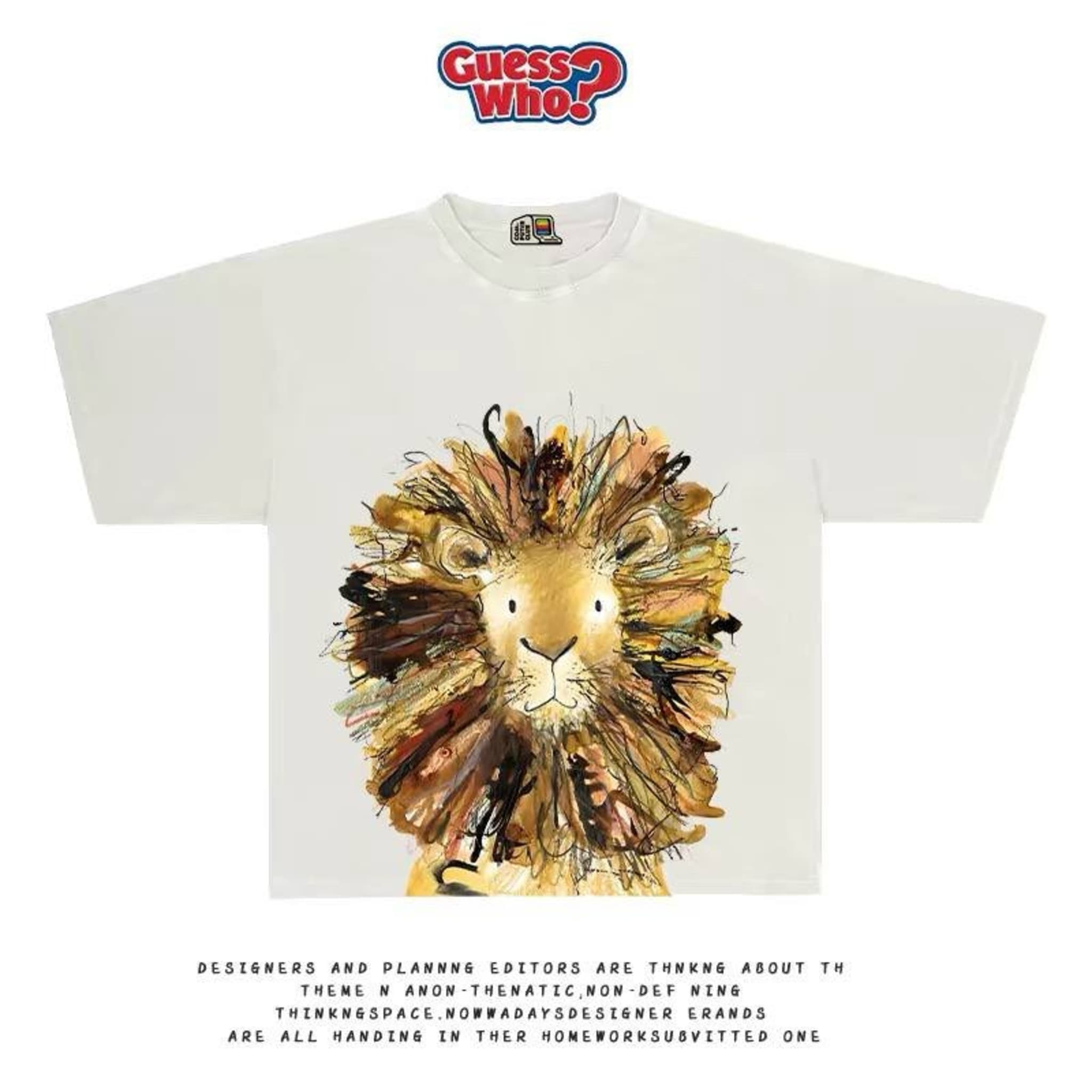 Мужская футболка с принтом льва, летняя, свободный крой