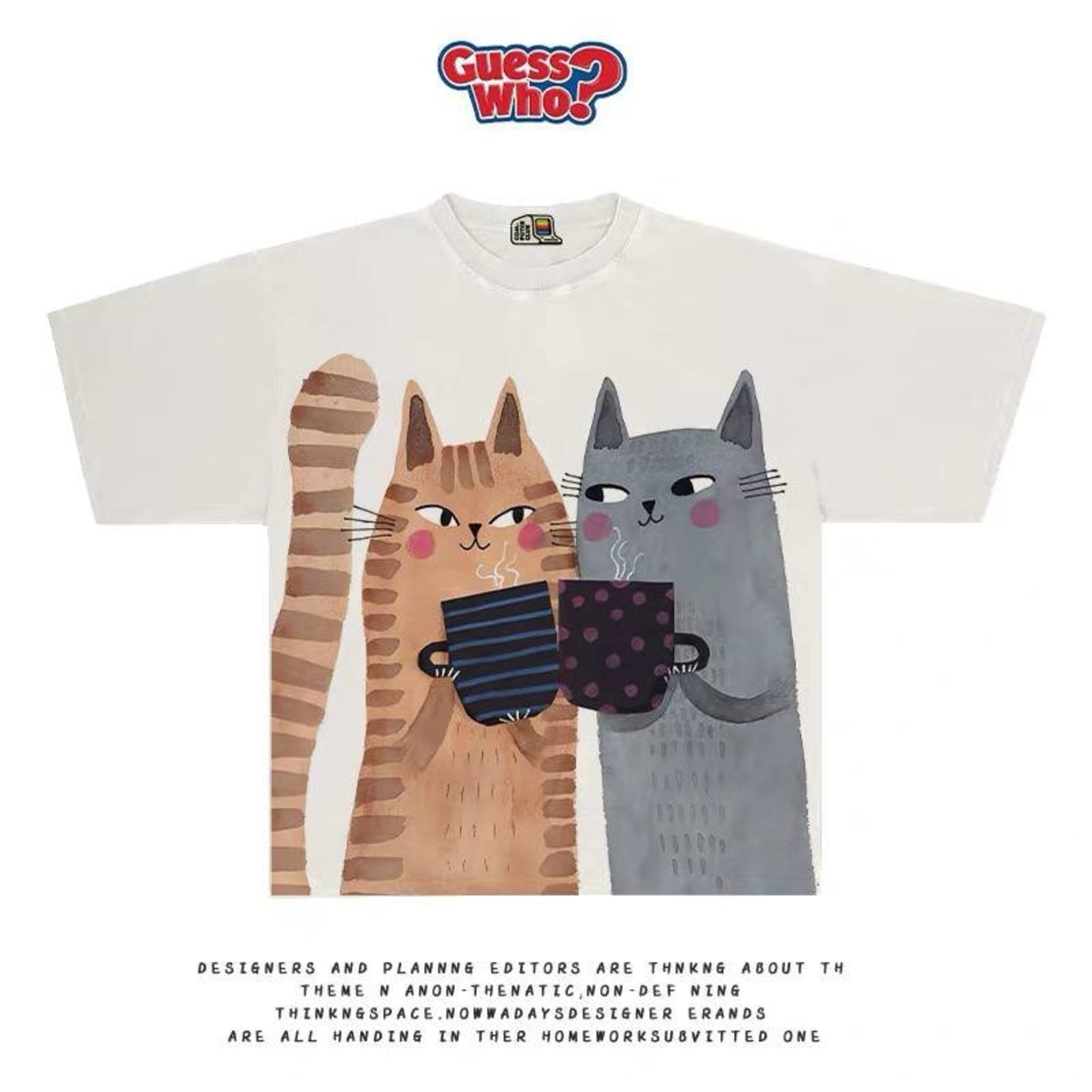 Футболка с принтом милых котов, 95% хлопок