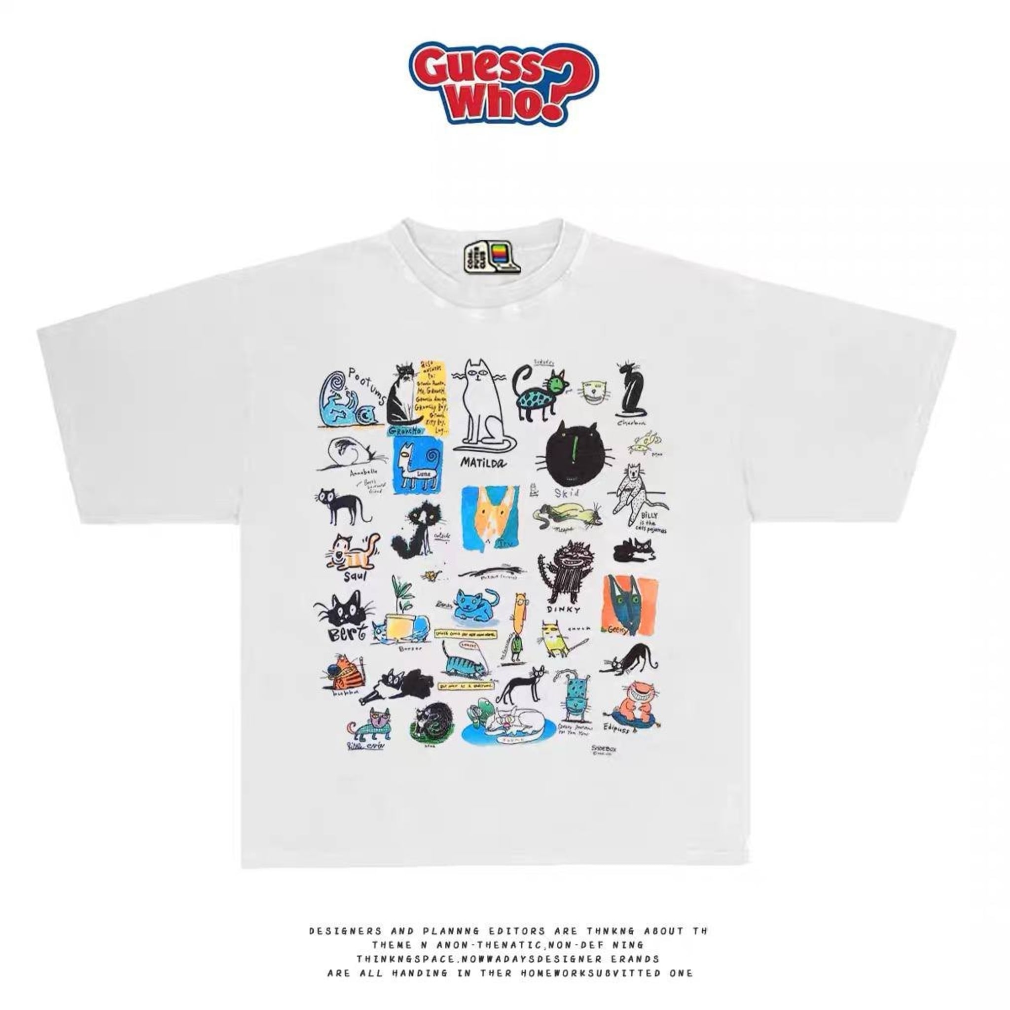 Белая футболка с принтом котиков 100% хлопок