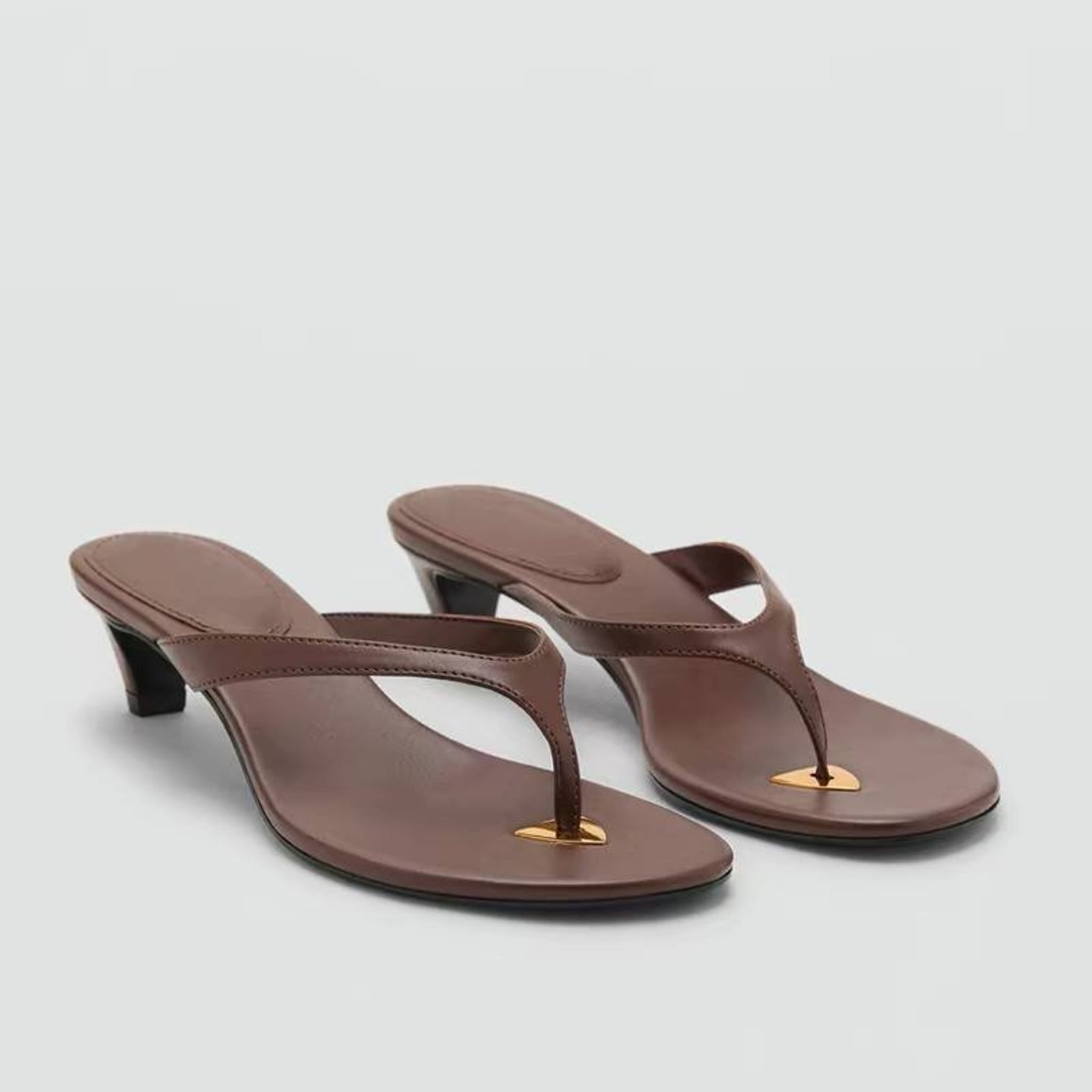 Женские летние шлепки MANGO на среднем каблуке