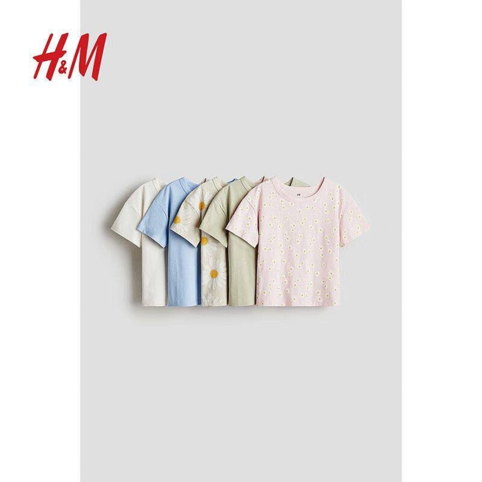 Набор из 5 детских футболок H&M 100% хлопок