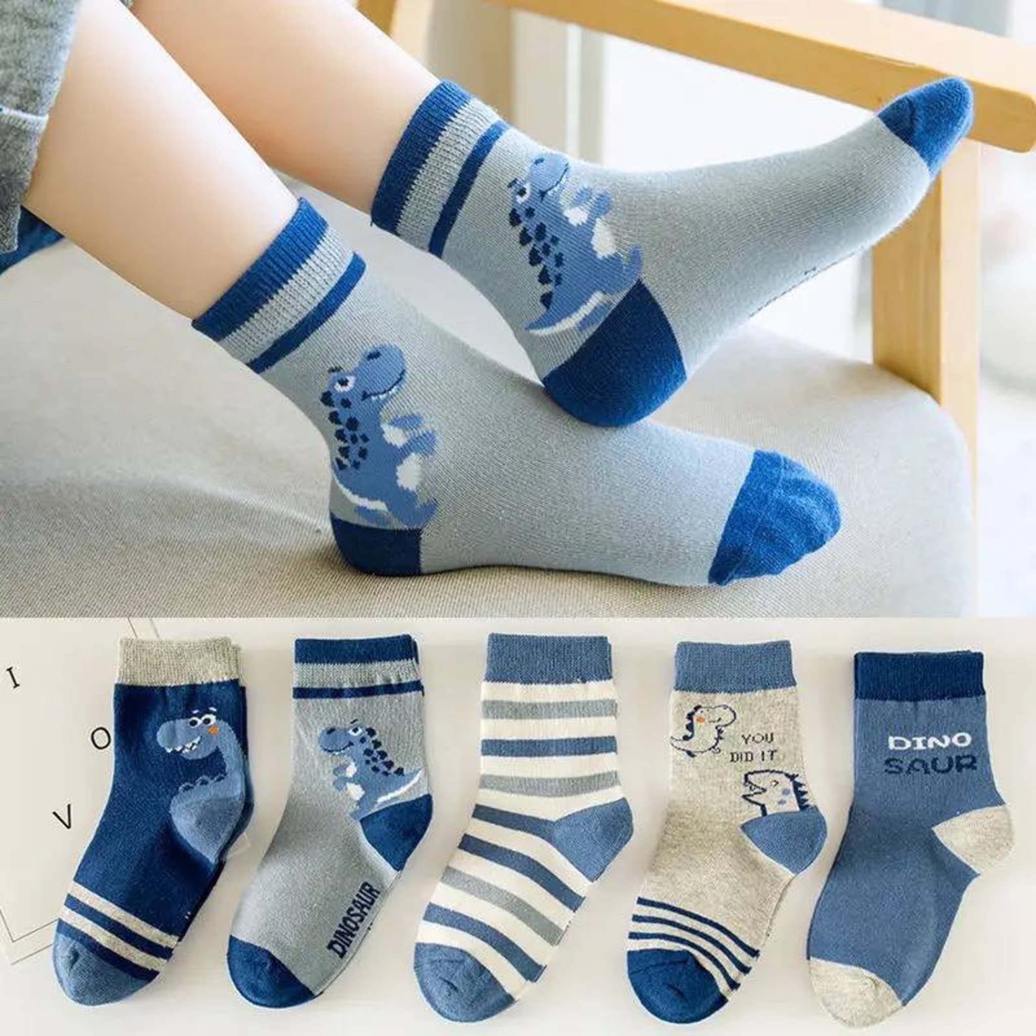 Детские носки с динозаврами, хлопок, мультяшный дизайн