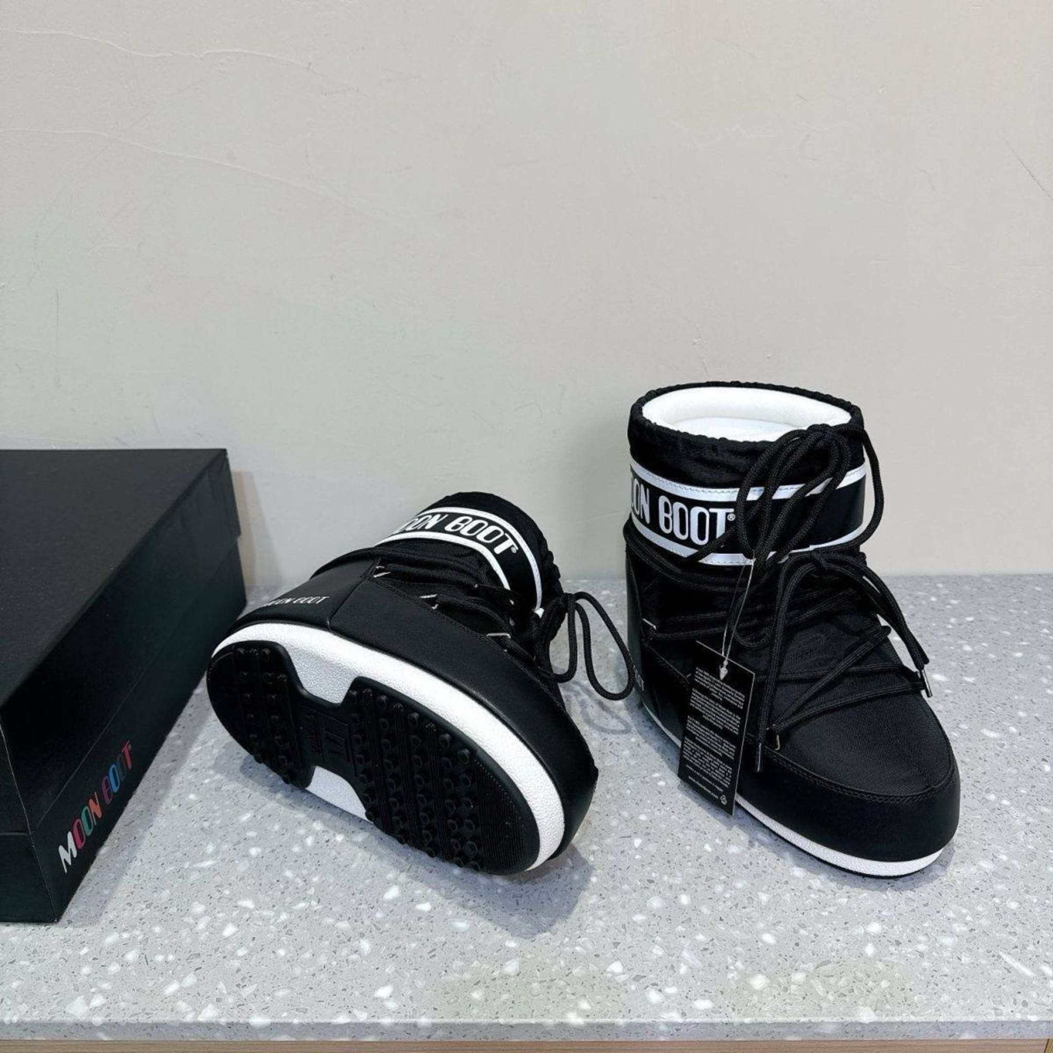 Moonboot зимние ботинки черные с мехом