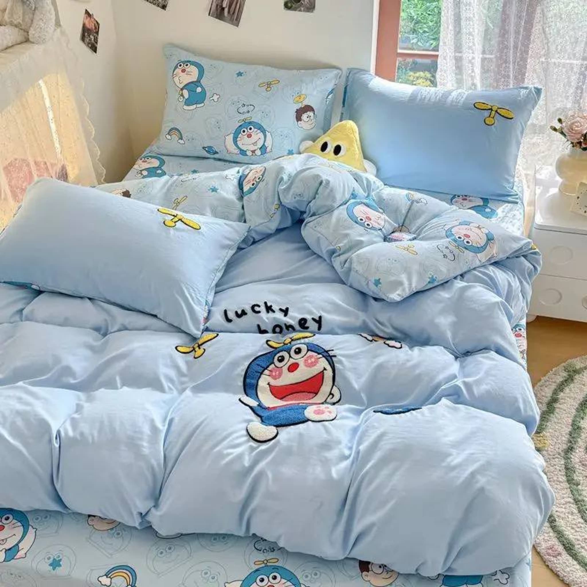 Набор постельного белья с мультяшным принтом, 4 предмета