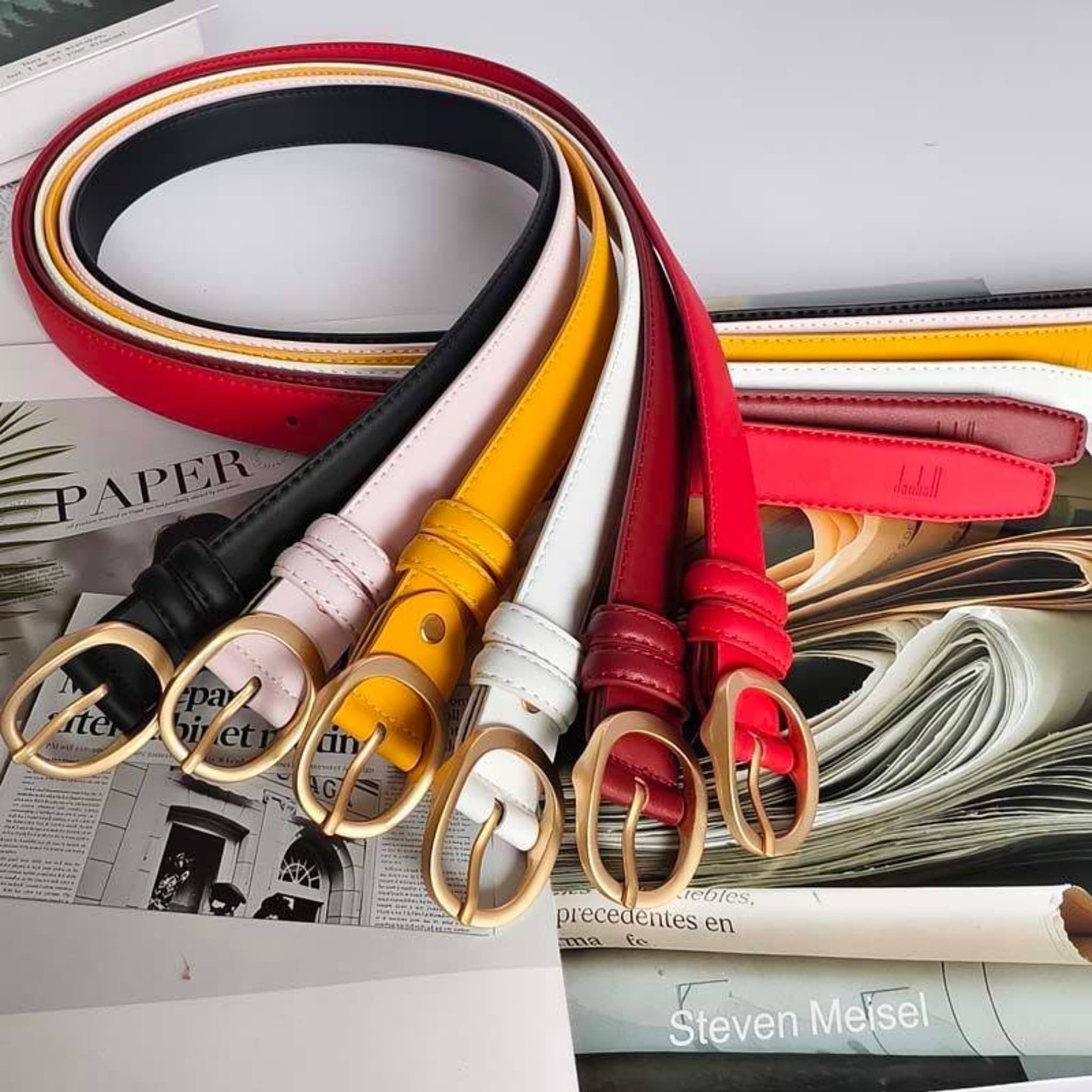 Женский кожаный ремень с металлической пряжкой, 2.8 см, 105 см