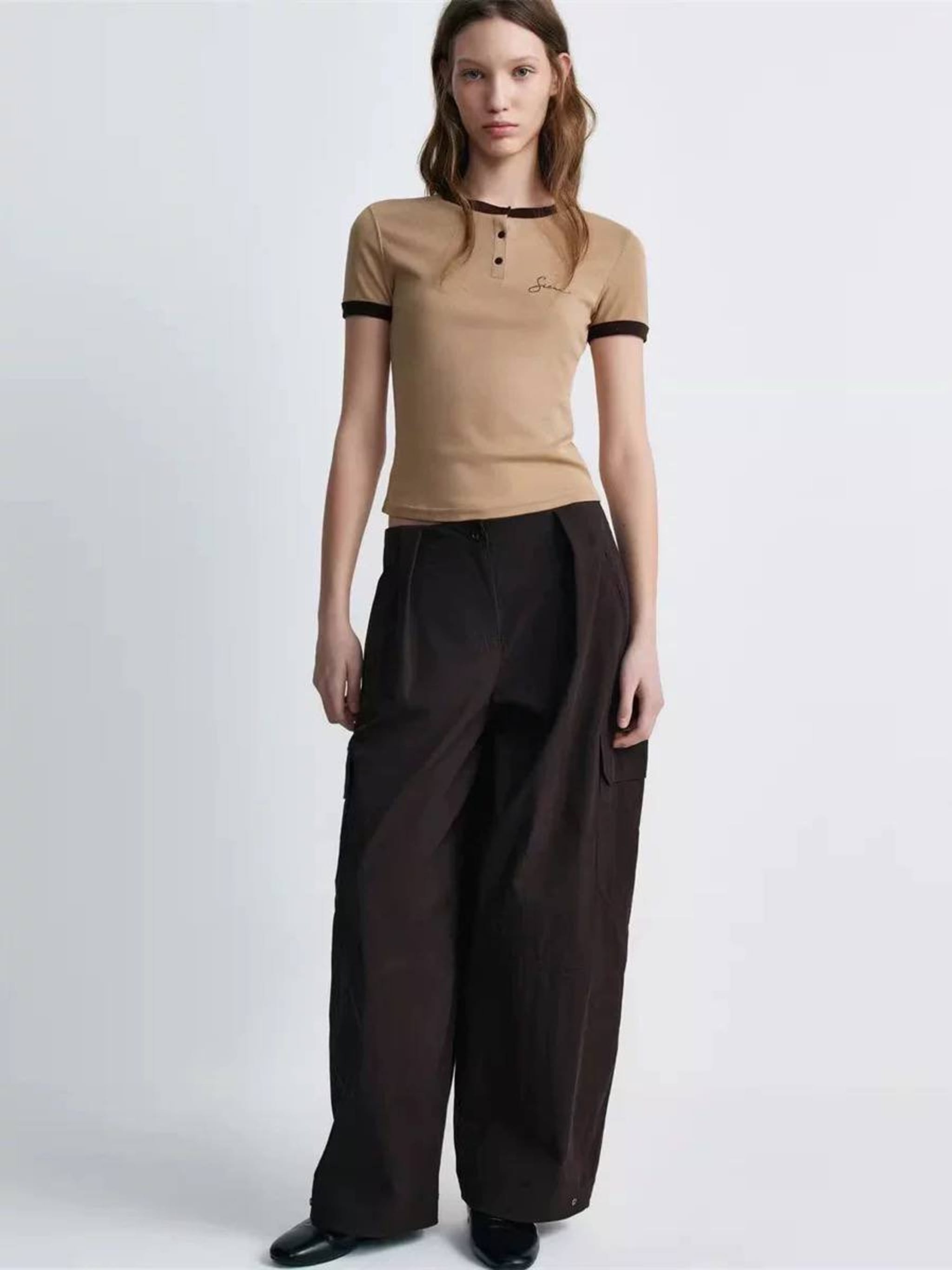 Женские брюки карго хаки, свободный крой, бренда Lime