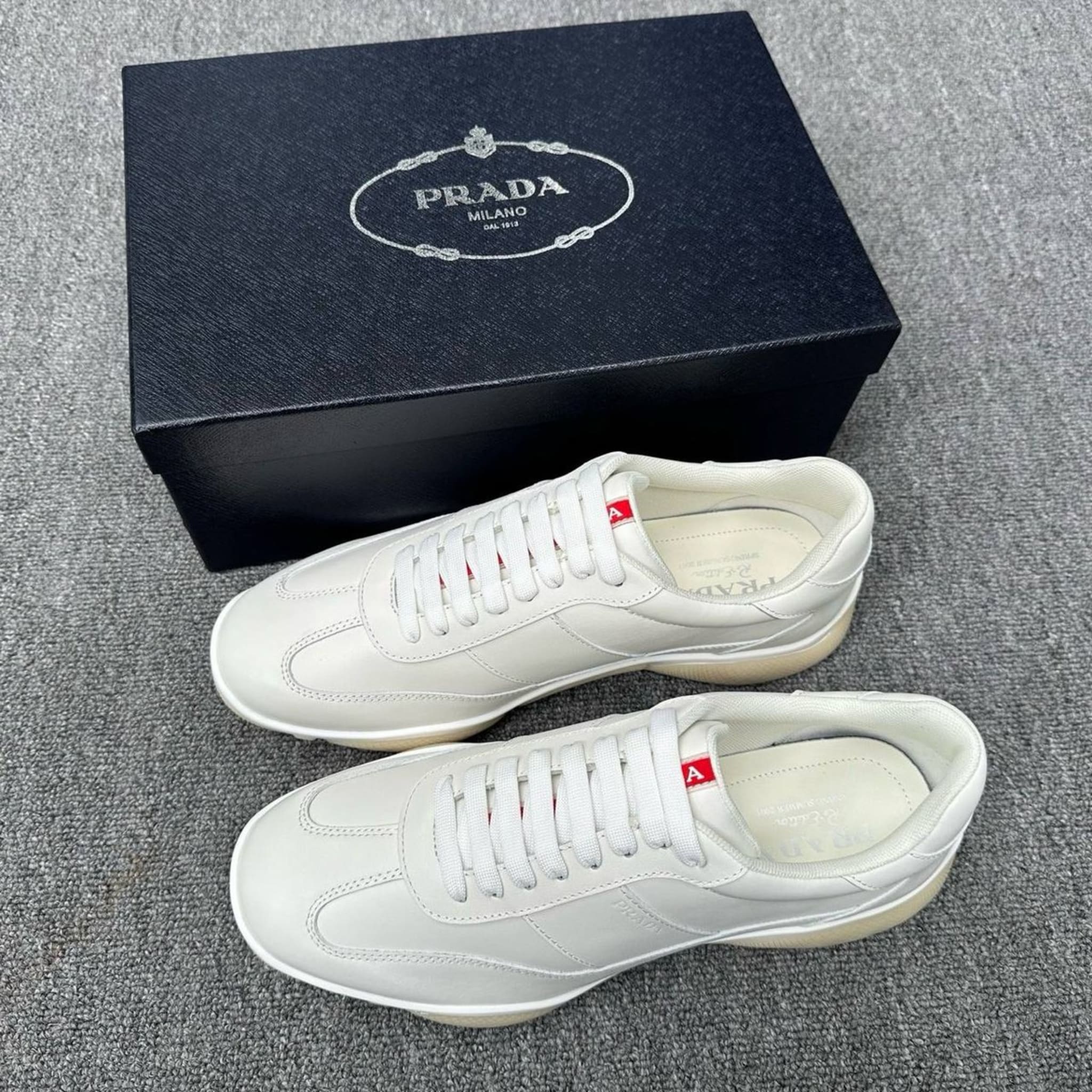 Мужские кроссовки Prada Milano из натуральной кожи, белые