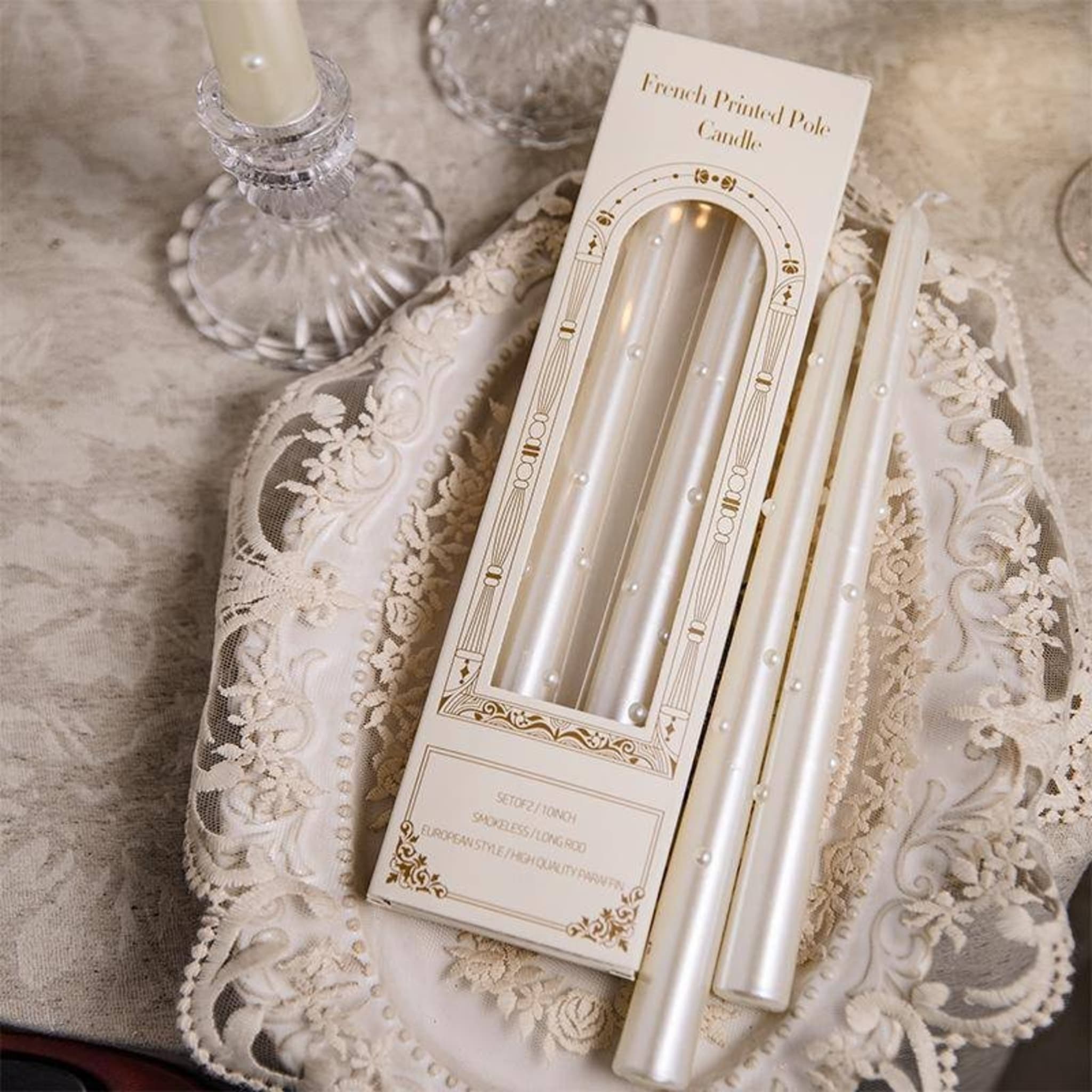 Длинные свечи 30см с жемчужинами, 2 шт