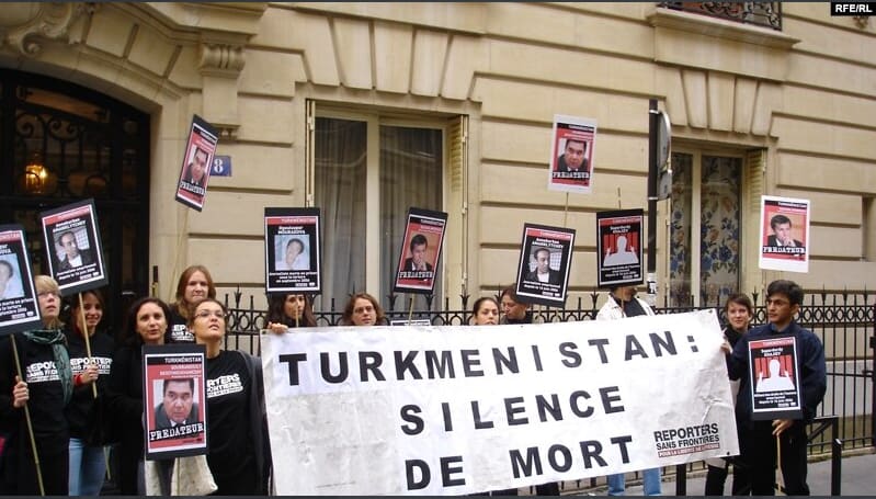 Protesters Occupy Turkmen Embassy In Paris.