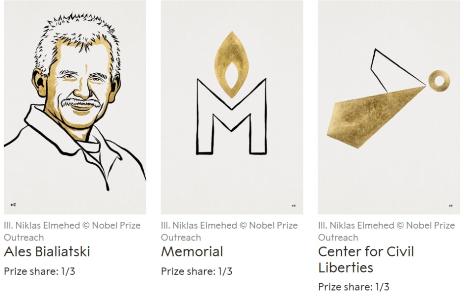 Civic Solidarity Platform Statement on the award of the 2022 Nobel Peace Prize to three members of the Platform.