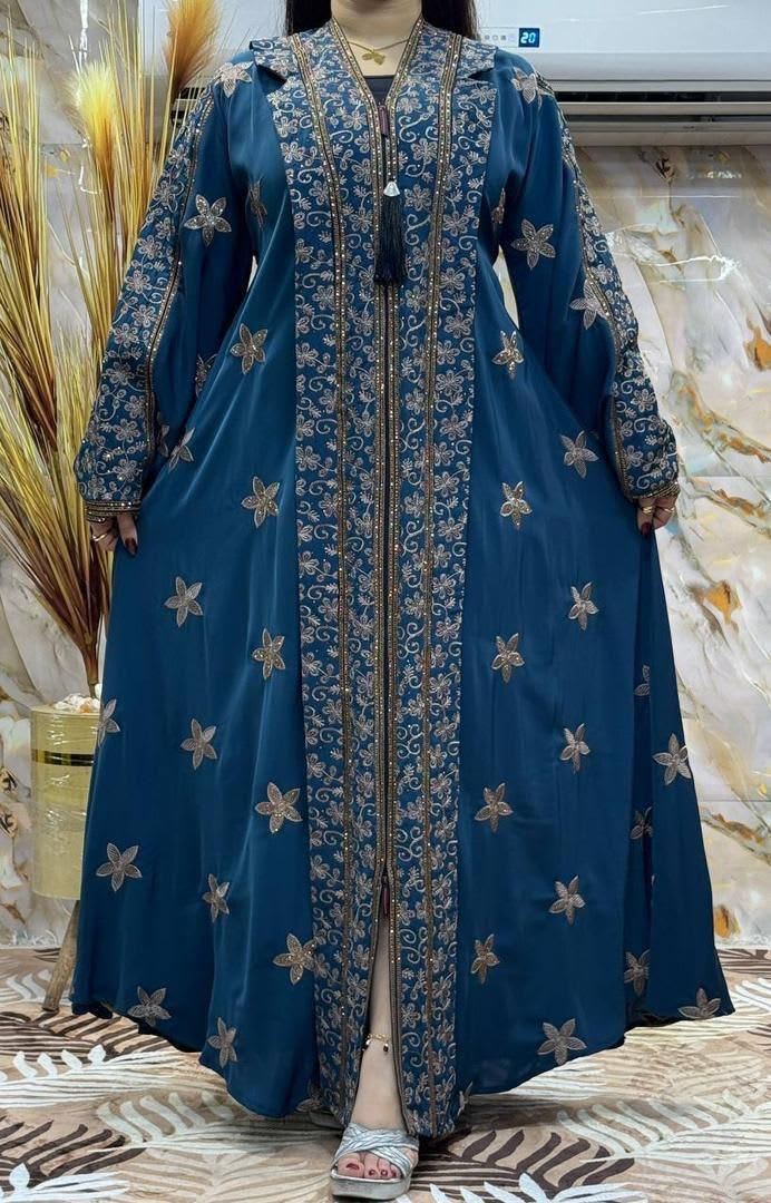 The Midnight Egyptian Nile Embroidered Abaya