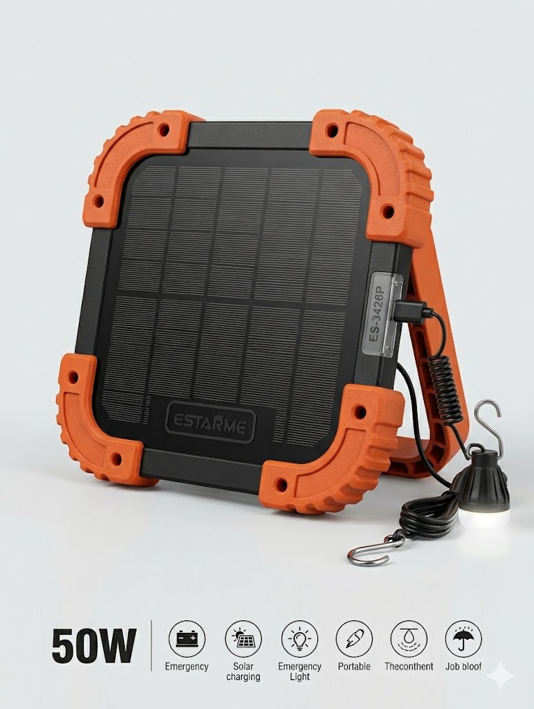 ESTARME™ 50W Ultra-Bright Portable Solar Work Light (Model ES-3426P)