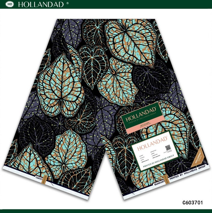 HOLLANDAD® Premium African Print Wax Fabric – Elegant Floral Motif (6 Yards)