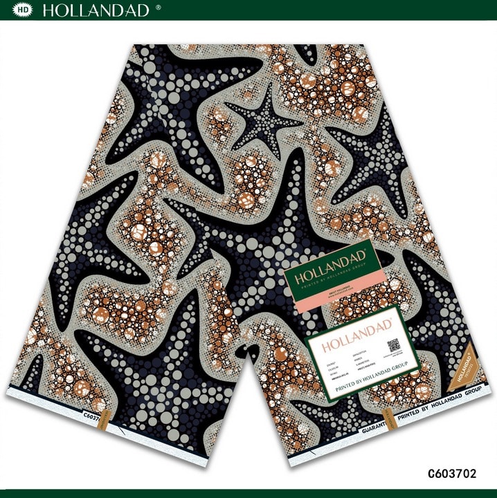 HOLLANDAD® Premium African Print Wax Fabric – Elegant Floral Motif (6 Yards)