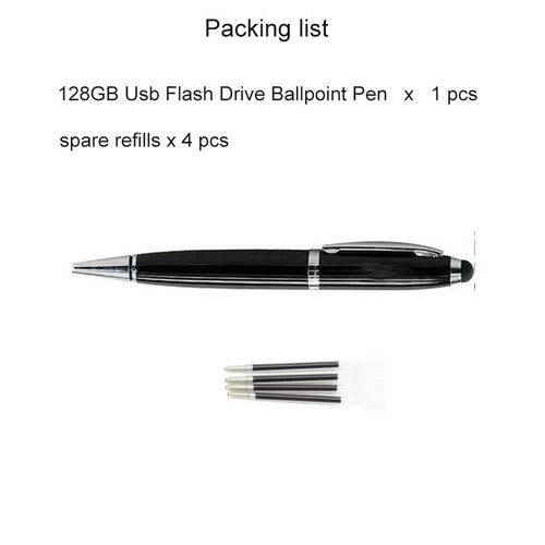 GUEETON 128GB OTG Usb Flash Drive Ballpoint Pen BLACK with 4 pcs spare refills preview 3