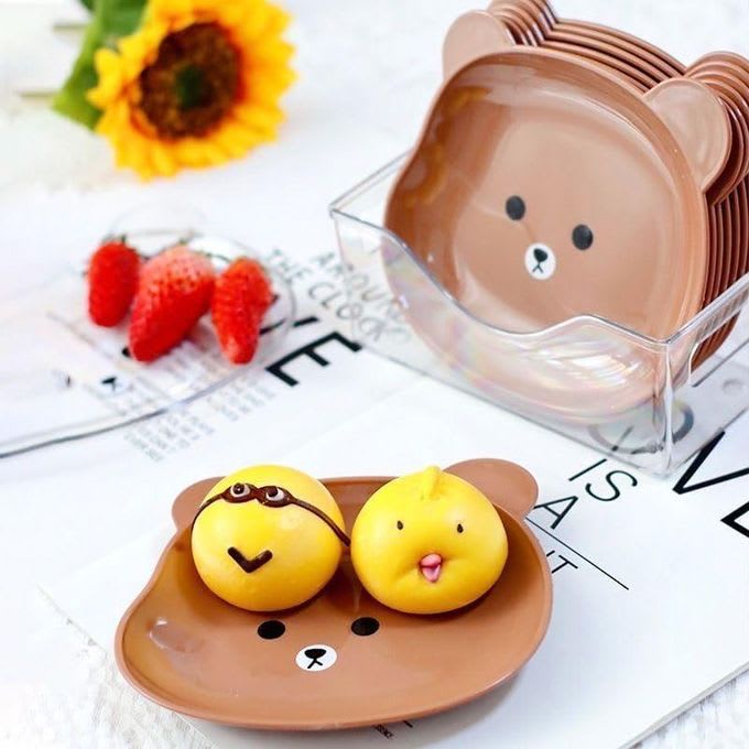 8 Pcs/Set Fruit Trays Serve Snacks Cartoon Bear Head Snack Plates Fruit preview 2