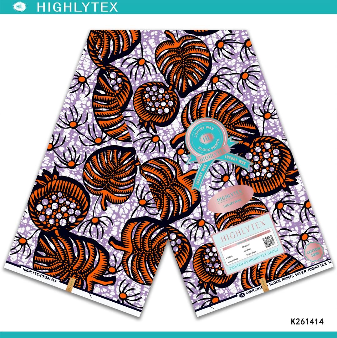HIGHLYTEX Luxury African Wax Print Fabric (6 Yards / 100% Cotton) - 2