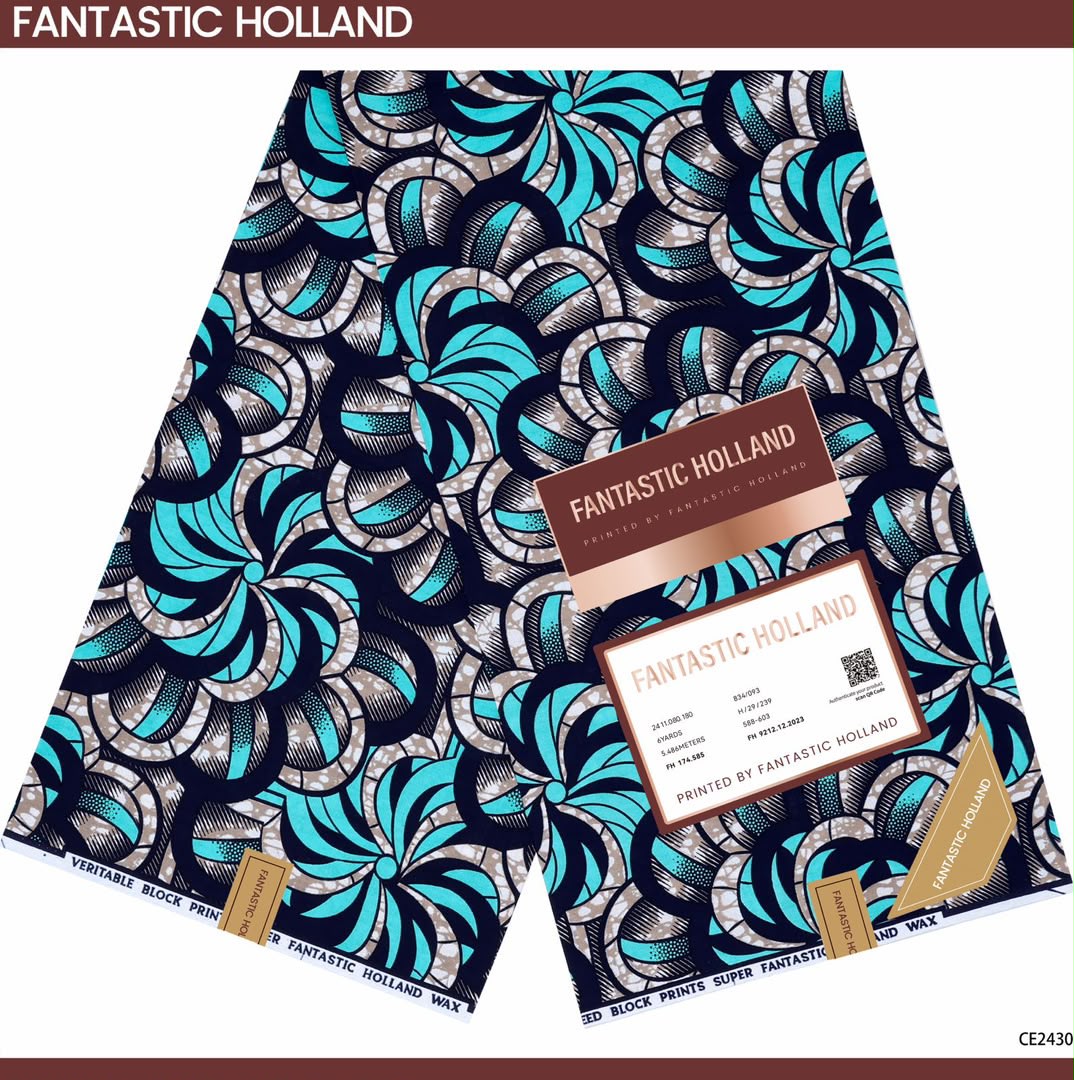 FANTASTIC HOLLAND Premium Wax Print Fabric (6 Yards / 100% Cotton) - 7