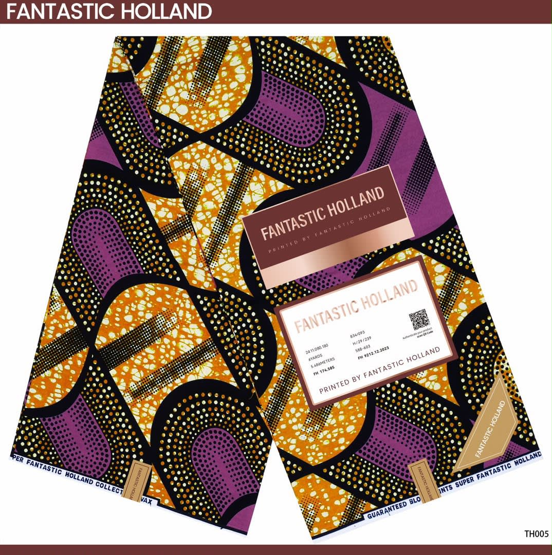 FANTASTIC HOLLAND Premium Wax Print Fabric (6 Yards / 100% Cotton) - 8