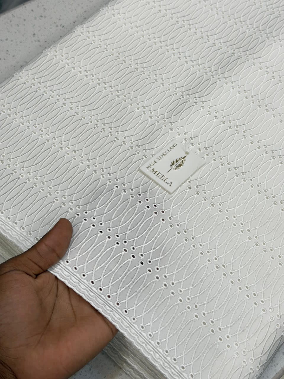 MEELA Swiss Voile Cutwork Men Lace Fabric (Made in Holland) - 5