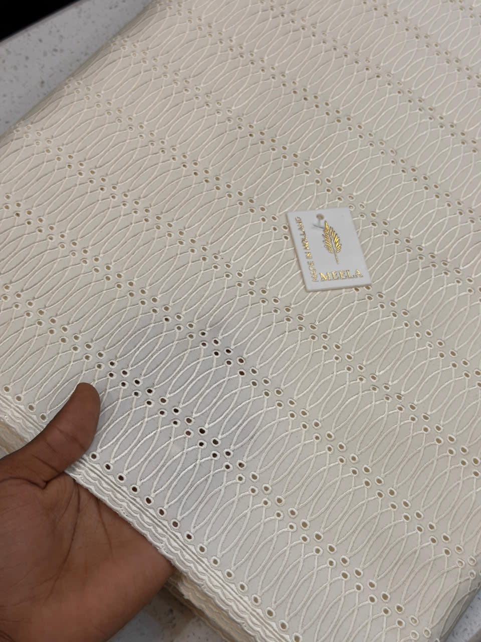 MEELA Swiss Voile Cutwork Men Lace Fabric (Made in Holland) - 9