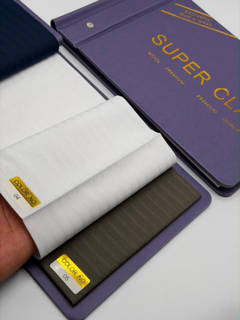 Super Class Premium Wool Suiting Fabric Elegant Pinstripe Collection (Exclusive Men's Wear) - 2