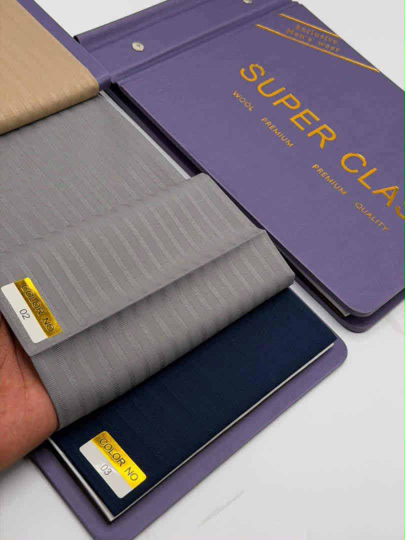 Super Class Premium Wool Suiting Fabric Elegant Pinstripe Collection (Exclusive Men's Wear) - 3