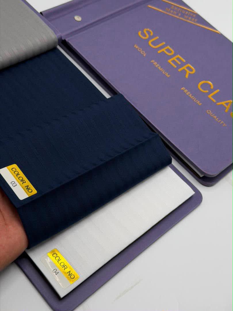 Super Class Premium Wool Suiting Fabric Elegant Pinstripe Collection (Exclusive Men's Wear) - 5