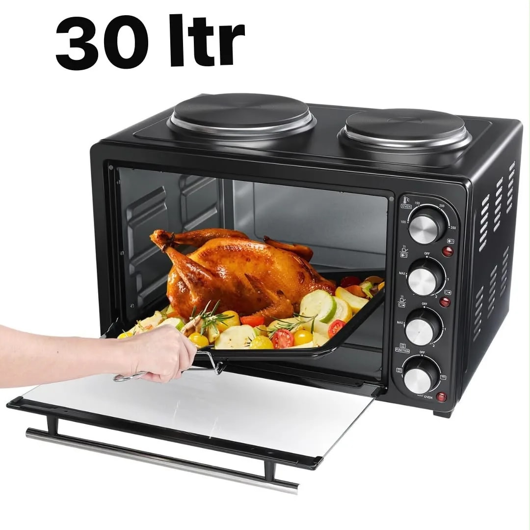 30L Electric Oven with Dual Hotplates – Multi-Function Countertop Cooker & Grill
