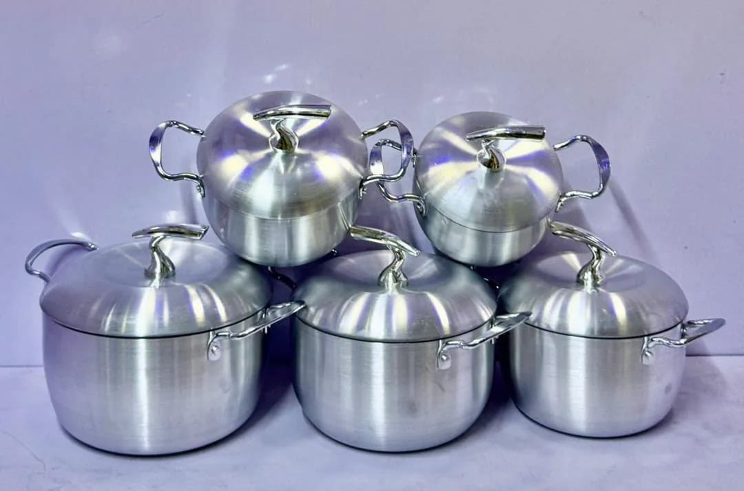 Heavy-Duty 5-Piece Pure Cast Aluminum Cooking Pots Set β Deep Saucepan & Stockpot Cookware