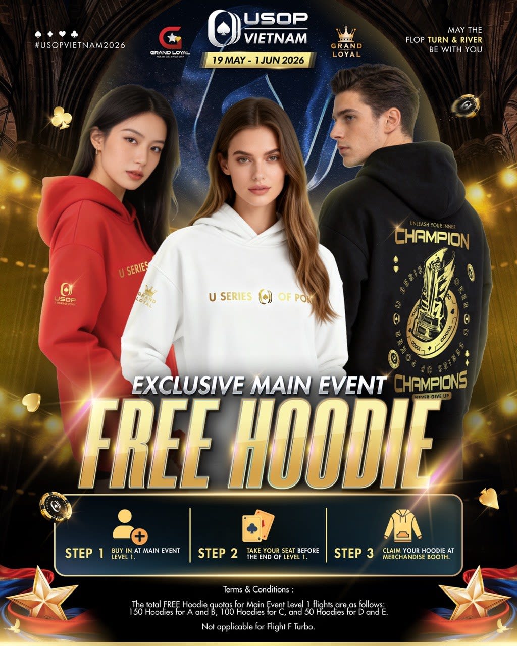Đấu Trường USOP Vietnam 2026: Main Event Khởi Tranh Cùng GTD Kỷ Lục VND 30B 3 Áo Hoodie USOP Champion Độc Quyền
