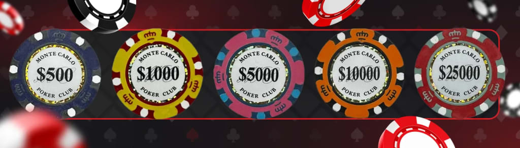 Poker cash game chips from Monte Carlo