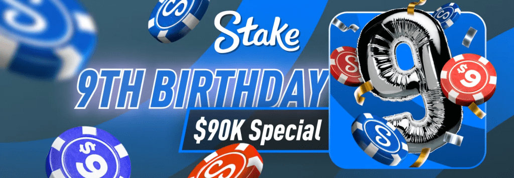 Stake 9th Birthday Poker Special - $90,000 GTD bounty tournament with $9 buy-in on August 8