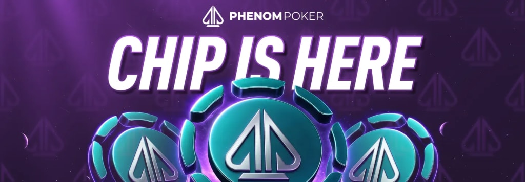 Phenom Poker CHIP tokens streaking through neon light trails under the words Incredibly Fast