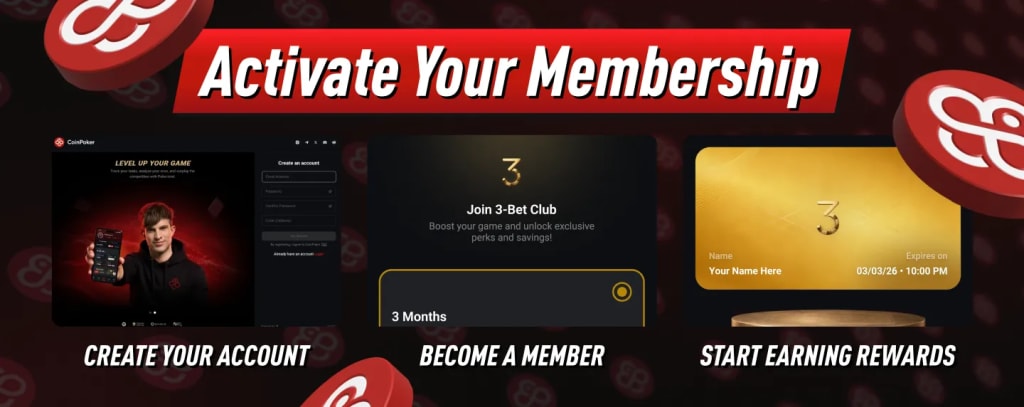 CoinPoker 3-Bet Club membership activation