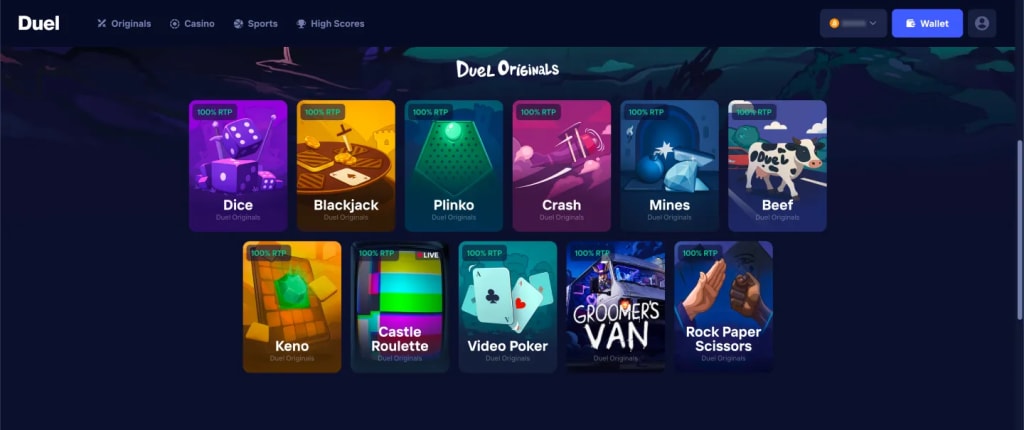 Duel Original Games - Provably Fair Casino Games