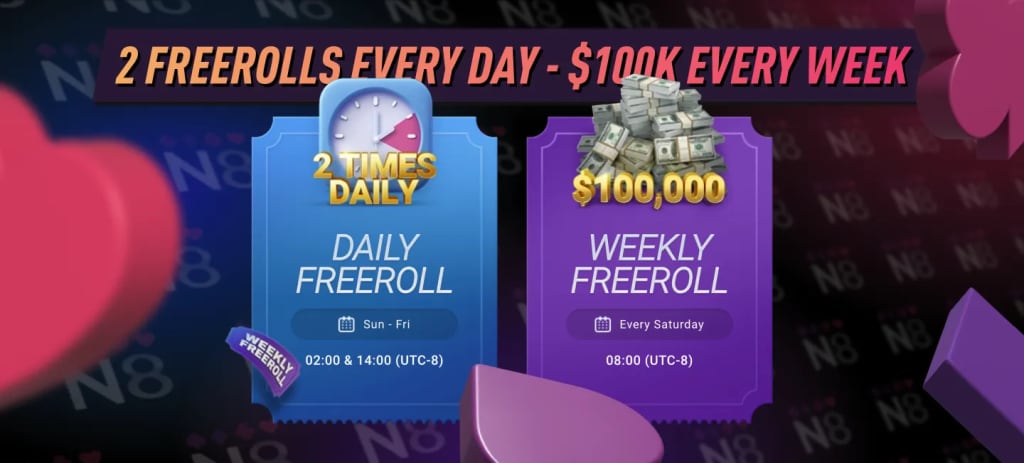 Natural8 Promotions | Weekly $100,000 Natural8 Freeroll