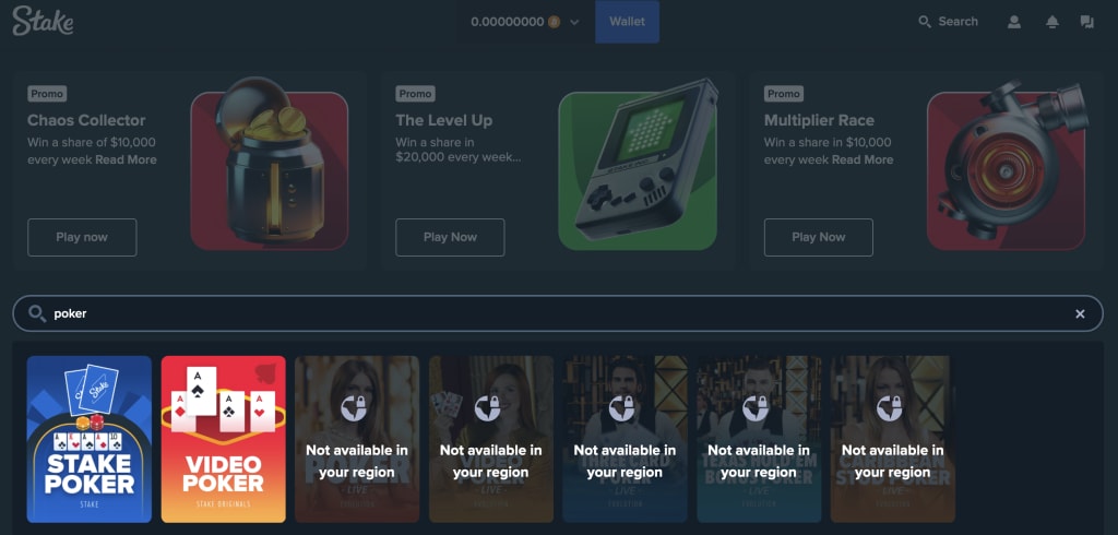 Stake Poker Where to find poker on the main page