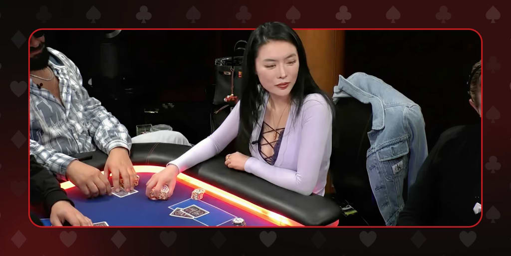 Britney Jing at the poker table during a high-stakes cash game