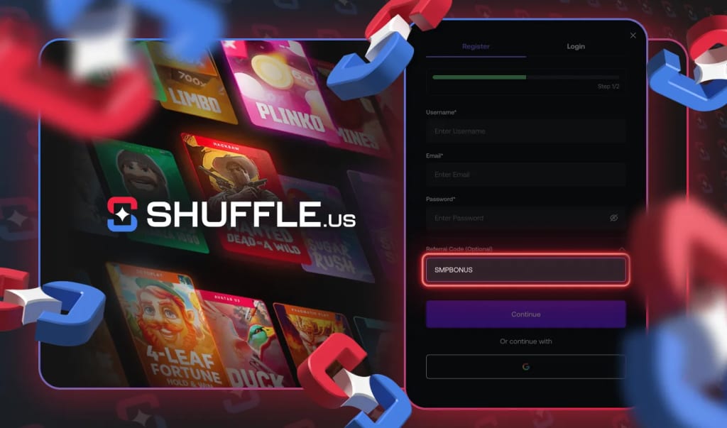 Shuffle.us Promo Code SMPBONUS - Sign Up Page