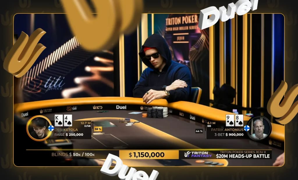 Ketola four-bets to $1.8 million with king-four suited and Antonius folds nine-eight suited