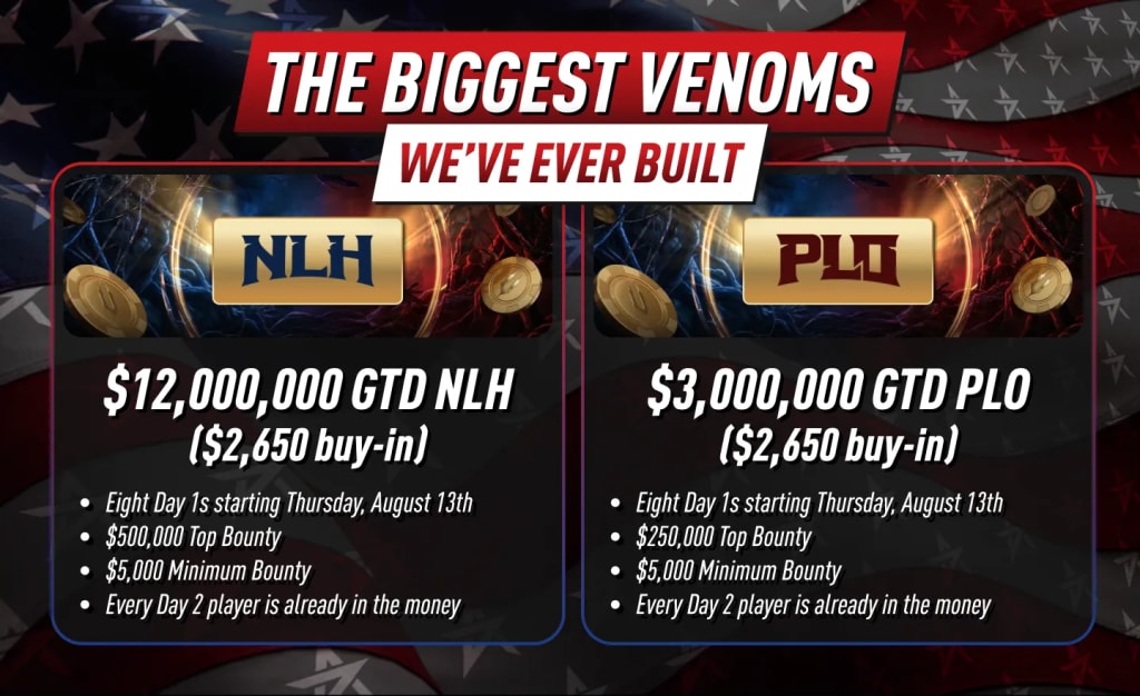 ACR Poker Venom - the biggest Venoms ever with $12M NLH and $3M PLO Mystery Bounty events
