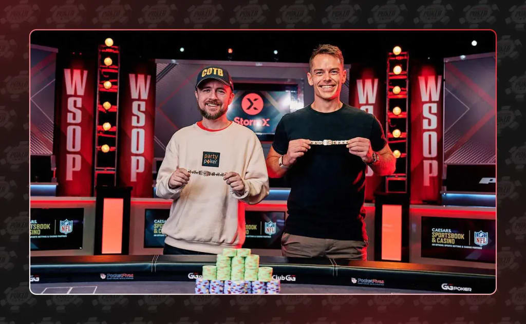 Patrick Leonard and Espen Jørstad with their first WSOP Bracelet - 2022
