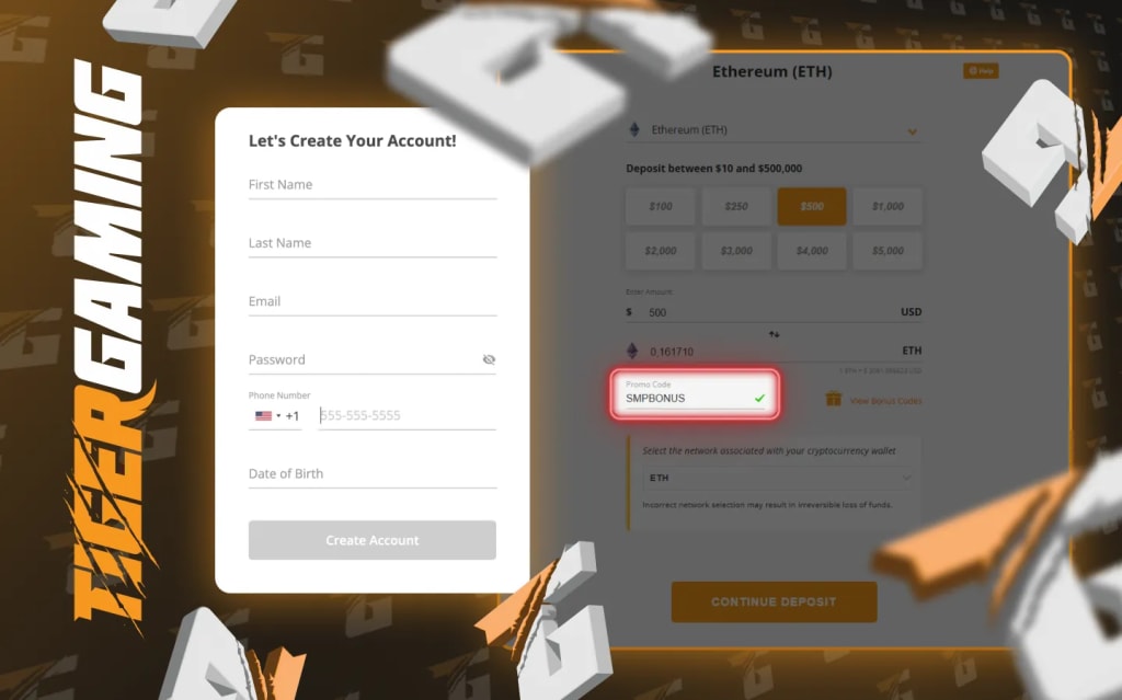 Sign Up and Deposit with SMPBONUS TigerGaming Bonus Code